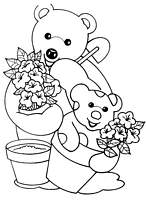 coloriage nounours joue au jardinier